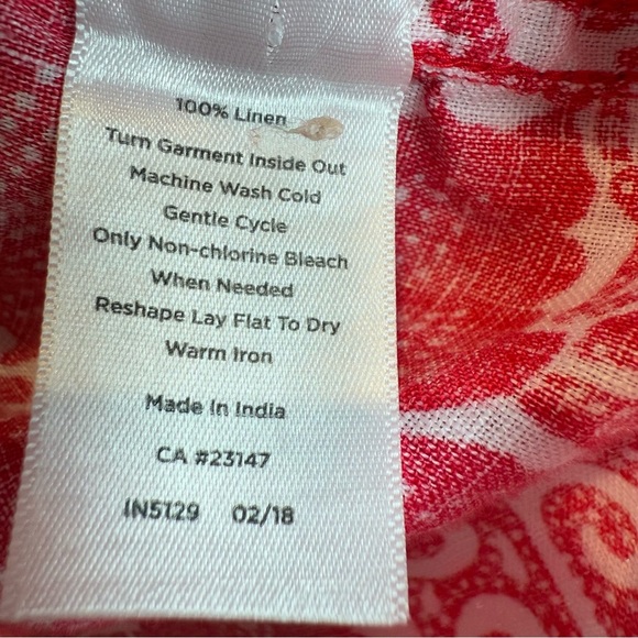 Talbots Long Sleeve Pink Floral Linen Shirt Size Small Petite - Picture 12 of 14